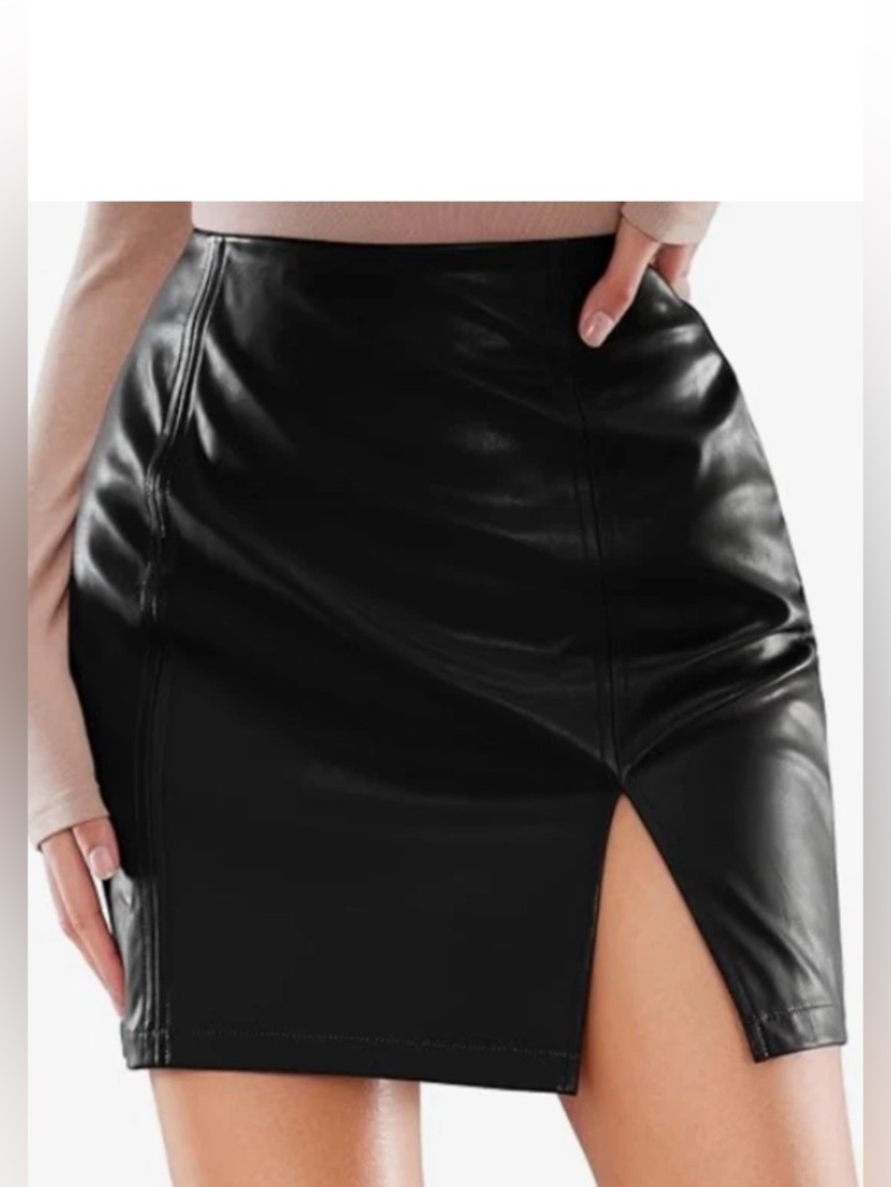 Mangopop High Waist Bodycon Faux Leather Mini Skirt Size XL Modern Trendy Party